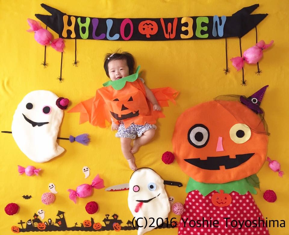 おひるねアート ハロウィン かぼちゃ