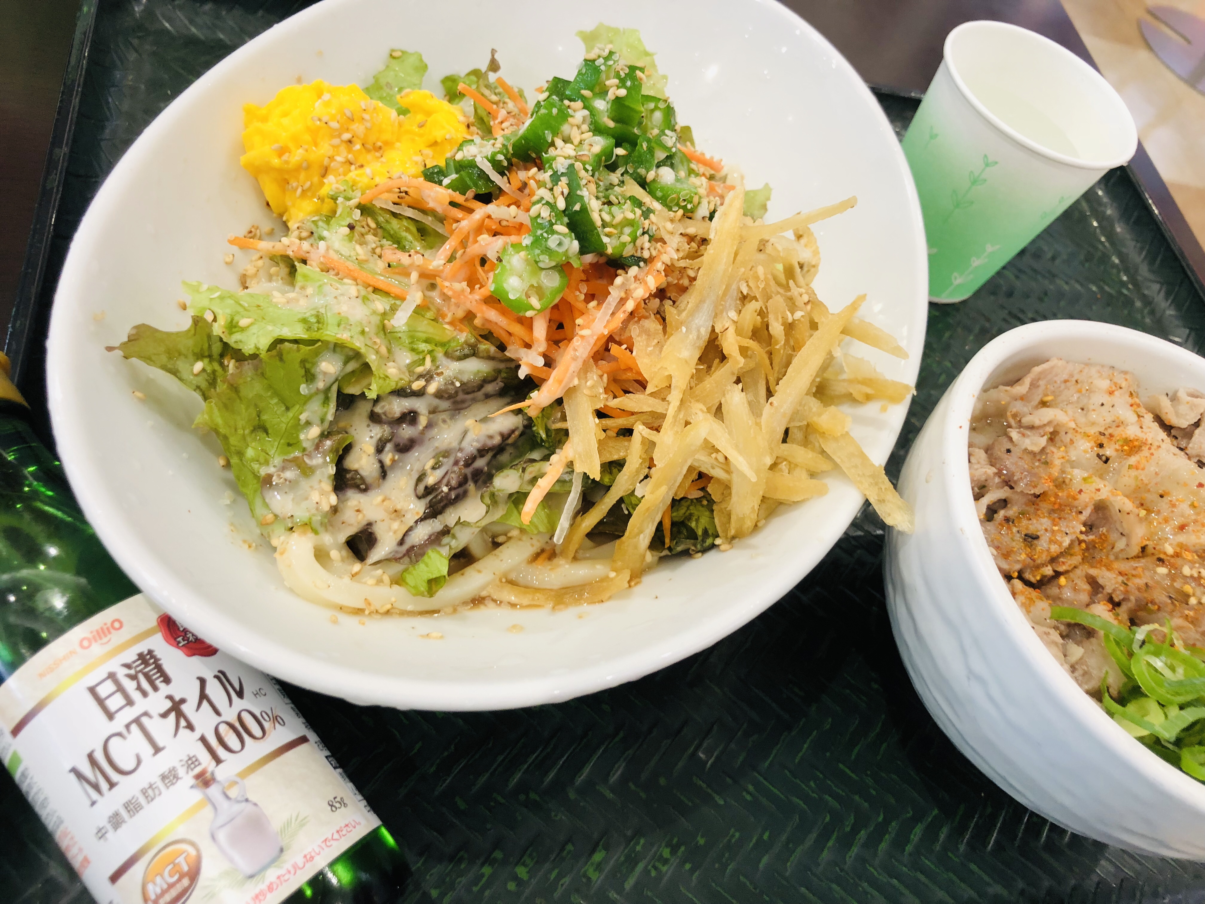 僕のおひるねアート サラダうどん 塩豚丼
